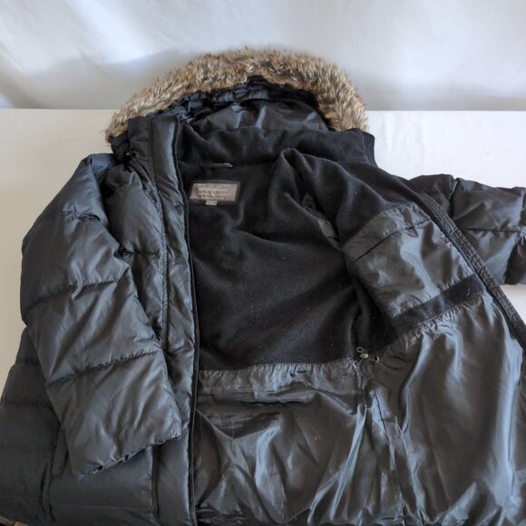 Eddie Bauer Women's Black Long Down Jacket Parka FUR HOOD DOWN FILLING, Large - Picture 4 of 11
